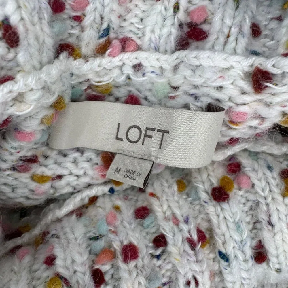 NWOT Loft Multicolor Boucle Mock Neck Sweater Dress Size Medium